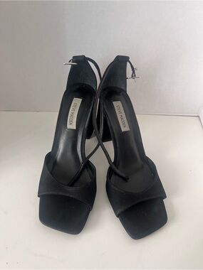 Steve Madden Black Strappy Square-Toe Block Heels